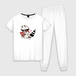 Пижама хлопковая женская Умный крошка-енот, цвет: белый