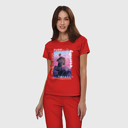 Пижама хлопковая женская Фуши бессмернтый, цвет: красный — фото 2