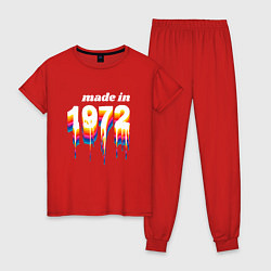 Пижама хлопковая женская Made in 1972 liquid art, цвет: красный