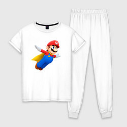 Пижама хлопковая женская Марио в полёте, цвет: белый