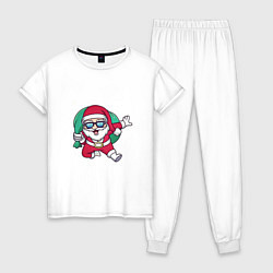 Пижама хлопковая женская Snowy Santa, цвет: белый