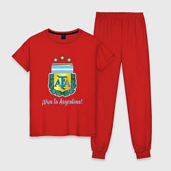 Пижама хлопковая женская Эмблема федерации футбола Аргентины, цвет: красный
