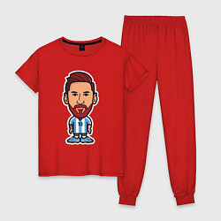 Пижама хлопковая женская Little Messi, цвет: красный