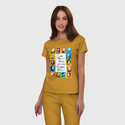 Пижама хлопковая женская Мы создатели музыки, цвет: горчичный — фото 2