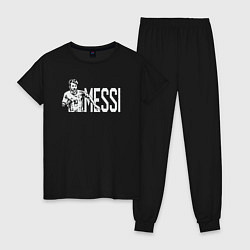 Пижама хлопковая женская Football Messi, цвет: черный