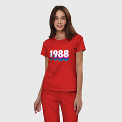 Пижама хлопковая женская Made in 1988 vintage art, цвет: красный — фото 2