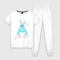 Пижама хлопковая женская Косой кролик, цвет: белый