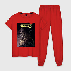 Пижама хлопковая женская Fallout 4 - Nick Valentine, цвет: красный