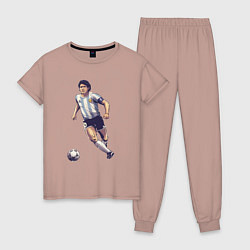 Пижама хлопковая женская Maradona football, цвет: пыльно-розовый