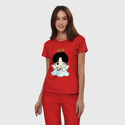 Пижама хлопковая женская Jin - ангелочек из бтс, цвет: красный — фото 2