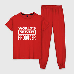 Пижама хлопковая женская Worlds okayest producer, цвет: красный