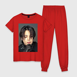 Пижама хлопковая женская Handsome Jimin, цвет: красный