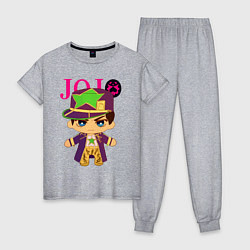 Пижама хлопковая женская Little Jotaro Cujo - JoJo Bizarre Adventure, цвет: меланж