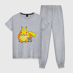 Пижама хлопковая женская Pika Totoro, цвет: меланж
