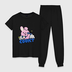 Пижама хлопковая женская Cooky BT21 Jungkook, цвет: черный