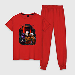 Пижама хлопковая женская Templar Assassin and Juggernaut, цвет: красный