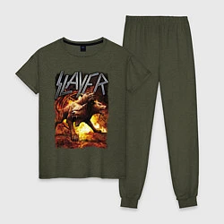 Пижама хлопковая женская Slayer rock, цвет: меланж-хаки