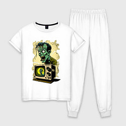 Пижама хлопковая женская Зомбо-ящик, цвет: белый