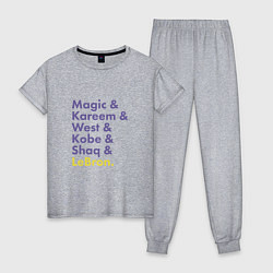 Пижама хлопковая женская Lakers players, цвет: меланж