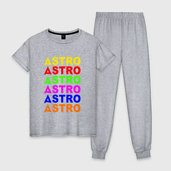 Пижама хлопковая женская Astro color logo, цвет: меланж