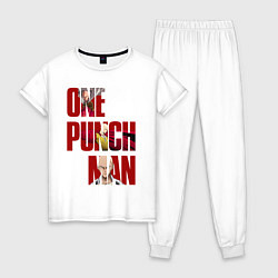 Пижама хлопковая женская Ванпанчмен Сайтама, цвет: белый
