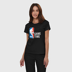 Пижама хлопковая женская Game time, цвет: черный — фото 2