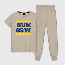 Пижама хлопковая женская RUN GSW, цвет: миндальный