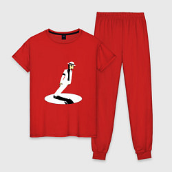 Пижама хлопковая женская Тень Майкла Джексона, цвет: красный