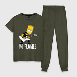 Пижама хлопковая женская In Flames Барт Симпсон рокер, цвет: меланж-хаки