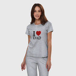 Пижама хлопковая женская I love dad, цвет: меланж — фото 2