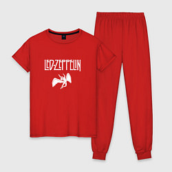 Пижама хлопковая женская Led Zeppelin падший ангел, цвет: красный