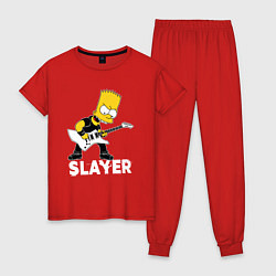 Пижама хлопковая женская Slayer Барт Симпсон рокер, цвет: красный