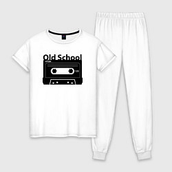Пижама хлопковая женская Old school music, цвет: белый