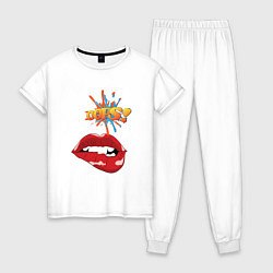 Пижама хлопковая женская Упс - в стиле поп-арт, цвет: белый