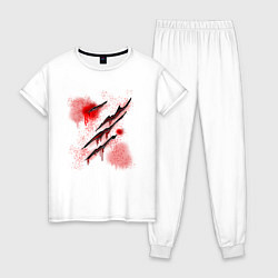 Пижама хлопковая женская Кровавые порезы, цвет: белый