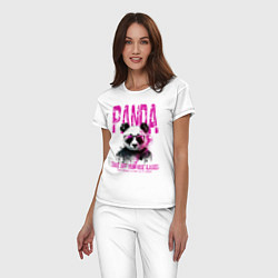 Пижама хлопковая женская Панда и розовые очки, цвет: белый — фото 2