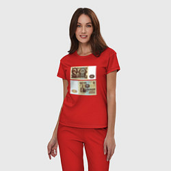 Пижама хлопковая женская 100 советских рублей, цвет: красный — фото 2