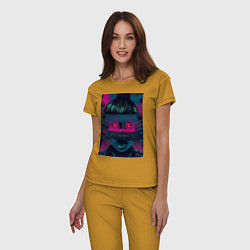 Пижама хлопковая женская Музыкальная девушка, цвет: горчичный — фото 2