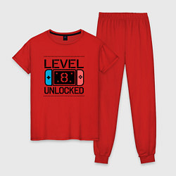 Пижама хлопковая женская Level 8 unlocked, цвет: красный