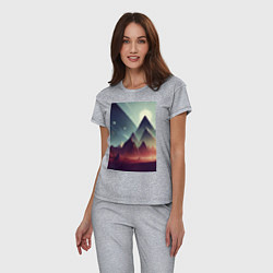 Пижама хлопковая женская Геометрические горы, цвет: меланж — фото 2