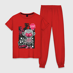 Пижама хлопковая женская Bad Monkey, цвет: красный