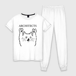 Пижама хлопковая женская Architects - rock cat, цвет: белый
