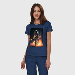 Пижама хлопковая женская Брутальный астронавт, цвет: тёмно-синий — фото 2