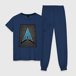 Пижама хлопковая женская Arch Linux cubed, цвет: тёмно-синий