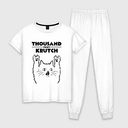 Пижама хлопковая женская Thousand Foot Krutch - rock cat, цвет: белый