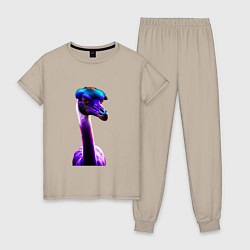 Пижама хлопковая женская Ostrich, цвет: миндальный