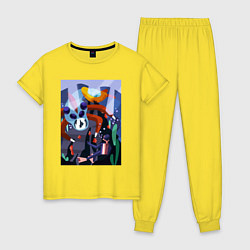 Пижама хлопковая женская Subnautica морские чудовища, цвет: желтый