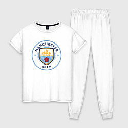 Пижама хлопковая женская Manchester City FC, цвет: белый