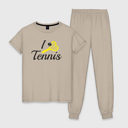 Пижама хлопковая женская Love tennis, цвет: миндальный