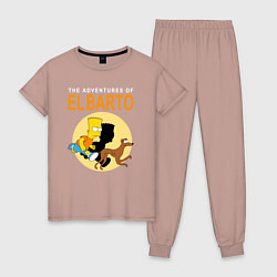 Пижама хлопковая женская Adventures of El Barto, цвет: пыльно-розовый
